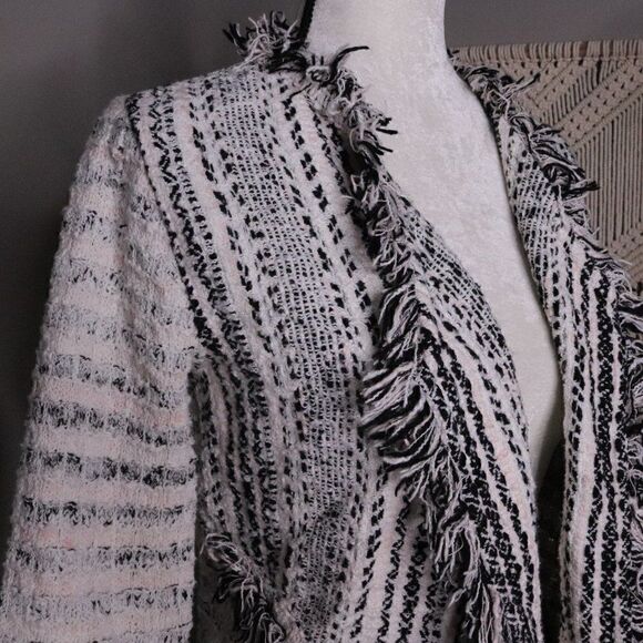 Inc International Concepts | Fringed Textured Open Front Cardigan Jacket Small - Picture 3 of 7